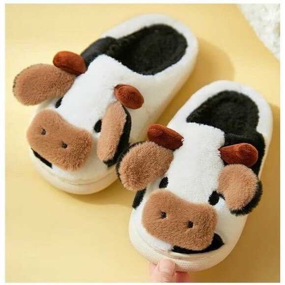 Kids Unisex Slipper Cartoon Cow Cotton Slippers US 5-6 Toddler Bedroom Home - Picture 6 of 8